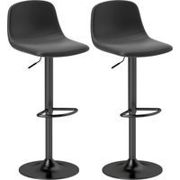 Taburetes Altos Ajustables 360° con Respaldo y Reposapiés Cocina Bar Comedor 40,5x44x84-104 cm Noir