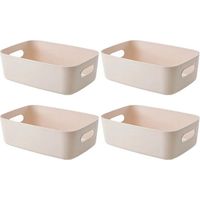 Cestino di plastica, contenitore di conservazione aperto con maniglie – Organizzatore per cucina, camera da letto, sotto il lavandino, bagno – 4 pezzi (albicocca)