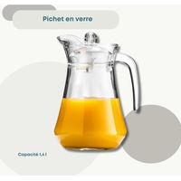VILDE Carafe en verre - 1,4 l - Carafe à eau en verre avec couvercle et bec verseur - Carafe à eau - Carafe à thé - Insert à fruits - Carafe à eau - Carafe en verre, Transparent.