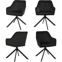 Goeurvant Sedie Girevole Moderna con Cuscino Doppio Spesso, Schienale Ampio e Braccioli Ergonomici - Set di 4 - Nero