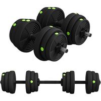 Haltères 2 en 1 réglables - SPORTNOW - avec poignées antidérapantes - 25 KG - barres incluses - entraînement musculaire