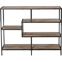 Scaffale Libreria Asimmetrica Stile Industriale in Legno e Metallo