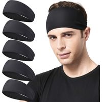 Bandeau de course pour homme, lot de 5, bandeau anti-transpiration pour le sport, bandeau extensible unisexe