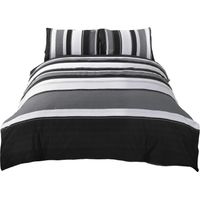 Signature, Rapport Striped Grey, copripiumino trapuntato king size e 2 set federa per adulti, cotone e poliestere