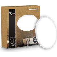 B.K.Licht Panneau LED plat Ø24cm rond 16W 1900lm 4000K blanc neutre protection contre les projections d'eau blanc - Plafonnier salle de bain cuisine salon