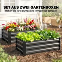 Hochbeet für Pflanzen/Kräuter, wetterfest, unten offen, 100 x 60 x 30 cm, dunkelgrau.