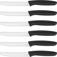 6 couteaux de table, disponibles en version couteau à pain à lame dentelée, adaptés à la maison ou au restaurant - Noir