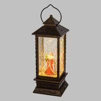 Lanterne RECTANGULAIRE BRONZE LED effet glitter à lumière fixe H27,5cm Lotti
