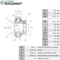 Roulement de palier GNE30-KRR-B-INA