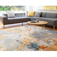 Nova Illusion NV39 Abstract Rug for Modern Living Room, Bedroom, Luxury Lounge, Kitchen, Dining Room Soft Ochre Blue Rug in Medium 120x170 cm (4'x5'6")