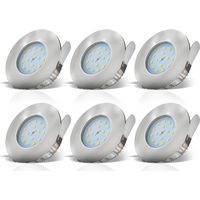 B.K.Licht Lot de 6 Spots encastrables LED ultraplats 75x30 mm fix IP44 4.8 W 400 lm 3000 K blanc chaud nickel mat kit spots plafond salle de bain cuisine