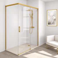 Eckdusche mit Schiebetür und Seitenwand MUSE gold - Glas 6 mm / 75 cm