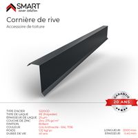 Bravo The Smart Solution – Cornière de rive bac acier – Accessoire toiture H12 – Gris anthracite RAL 7016 – Longueur 2m pour étanchéité toiture légère