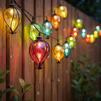 2x Lampe solaire LED Guirlande lumineuse Ballons Lampe d'extérieur Décoration de jardin multicolore L 380 cm