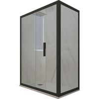 Cabine parois douche coulissante 80x100 Noir Matt Deco Duo