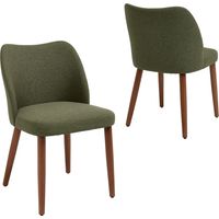 Wahson Sedie Set di 2, Moderna Sedia da Pranzo in Tessuto, Imbottita Sedia Cucina con Schienale e Gambe in Legno, Verde