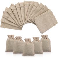 Lot de 50 sachets en jute à cordon, pochettes en lin et chanvre, sachets en tissu à cordon pour dragées, lavande, calendrier de l'Avent, cadeaux, 9 x 12 cm