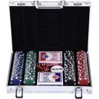 Valise de Poker Professionnelle en Aluminium, Set de Poker avec 200 Jetons et 2 Jeux de Cartes pour Texas hold'em et Blackjack