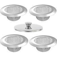 4er-Pack rostfreie Edelstahl-Spülbeckensiebe mit 1 Abdeckung, breiter Rand außen 11,3 cm, Innendurchmesser 7,6 cm