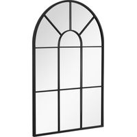 Specchio a Parete Arco 91x60 cm Metallo Nero Vetro