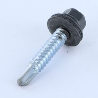 Vis autoperceuse Tête hexagonale TH 6.3X38 Rondelle d'étanchéite EPDM Acier zingué RAL7024 gris graphite-100 pièces