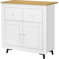 Buffet auxiliar con puertas y cajones 78x35x80 cm blanco