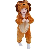 Bébé Combinaison De d'Hiver, Bébé d'Hiver Grenouillères Avec Capuche En Forme De Lion, Unisexe Flanelle Animaux Mignons Enfants Pyjama Jumpsuit Bébé Barboteuse à Capuche Pour Garçon Et Fille