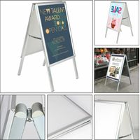 Youyijia A2 Poster Display Stand, Dual-Sided Board Sign,A-Board Sign Display with Double Aluminum Sided Poster Holder for Shop Advertising - Ideal for Indoor Use