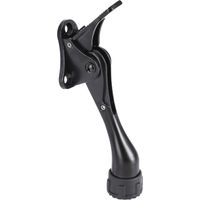 RHG Butée de porte de 10 cm (4 pouces), réglable en hauteur d'une seule main, en alliage d'aluminium, avec embout en caoutchouc, noir.