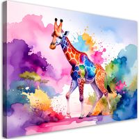 Wandbild für das Kinderzimmer Bunte Giraffe Afrika Aquarell 100x70 cm
