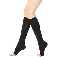 Bas de contention médicaux 22-32 mmHg, chaussettes de contention montantes jusqu'aux genoux, chaussettes de contention à orteils ouverts-XXL-Black