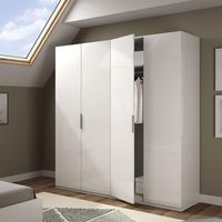 MAX 180cm Wide Satin White Wardrobe 4 Door Storage Unit