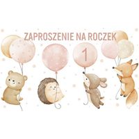 Invitations pour le 1er anniversaire Animaux 10 pièces.