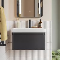 Signature Celeste Wall Hung 1-Drawer Vanity Unit with Basin 500mm Wide - Matt Black