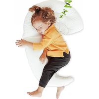 Coussin de corps en forme de lune, doux et respirant, pour les tout-petits et les enfants, idéal pour un sommeil confortable. Dimensions : 86 x 69 cm. Housse lavable.