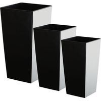 KADAX Glatt Blumentopf Set, Blumenkübel aus Kunststoff, 19+25+30 cm, Schwarz