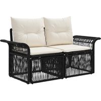 vidaXL Garden Sofa Set 7 pcs Black Poly Rattan