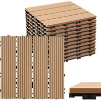 Randaco Set di 110 piastrelle per terrazza in WPC a 4 doghe 10 m², 30 x 30 cm, piastrelle agganciabili in composito di legno Teak