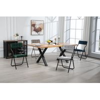Lot de 2 chaises pliantes - Chaises de salle à manger pliables avec coussin, portables et déjà assemblées, idéales pour les invités (cuisine, bureau, mariage, fête). Bleu