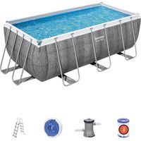 Piscina Power Steel rattan rettang. 412x201x122h