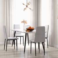 Set di 4 sedie da cucina moderne imbottite in lino con gambe in metallo, ideali per soggiorno, portata massima 120 kg, dimensioni 41x50x97 cm, colore bianco.