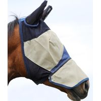 M = cob, Crème: Masque anti-moustiques pour chevaux en PVC avec couvre-oreilles et fermeture à glissière en tissu déchirable