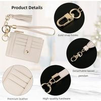 Porte cartes dragonne pour femme en cuir végan, avec plusieurs emplacements et fenêtre carte d'iden