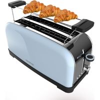 Cecotec Grille-pain Vertical 2 Fentes Longues Toastin' Time 1500 Bleu. 1500 W, 4 Tranches de Pain, Fente Large de 3,8 cm
