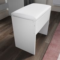 ELEGANT Footstools Modern Dressing Table Stool Cushioned Stool Seat Bedroom Wooden Makeup Stool, White 40x24x40cm