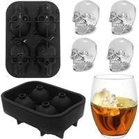 4 Gitter 3D Totenkopf Silikon Eiswürfelform,lustiger Eisschädel für Whiskey,Cocktails,Likör und Saft Getränke mit Mini-Trichter