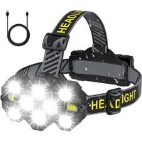 Lampe frontale rechargeable 22000 lumen – 10 LED – 8 modes d'éclairage – Angle réglable 90° – Étanche IPX4 pour camping et cyclisme