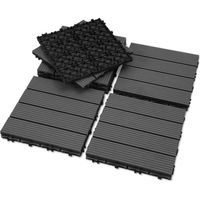 Jiubiaz Azulejos para terraza, juego de 33 piezas para terraza de jardín, antracita, 30 x 30 cm - 3 m²