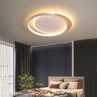 Plafonnier LED Bois, 40CM Plafonnier chambre enfant Dimmable plafonier led 3000K-6000K, Roud luminaire chambre Moderne et élégant pour Chambre, Salon, Bureau