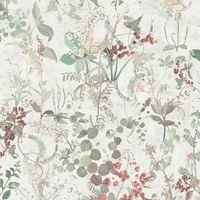 Papel pintado floral Profhome 388252 papel pintado vinílico estampado en caliente tejido non tejido texturado con ornamentos florales mate blanco rojo verde oliva beige 5,33 m2